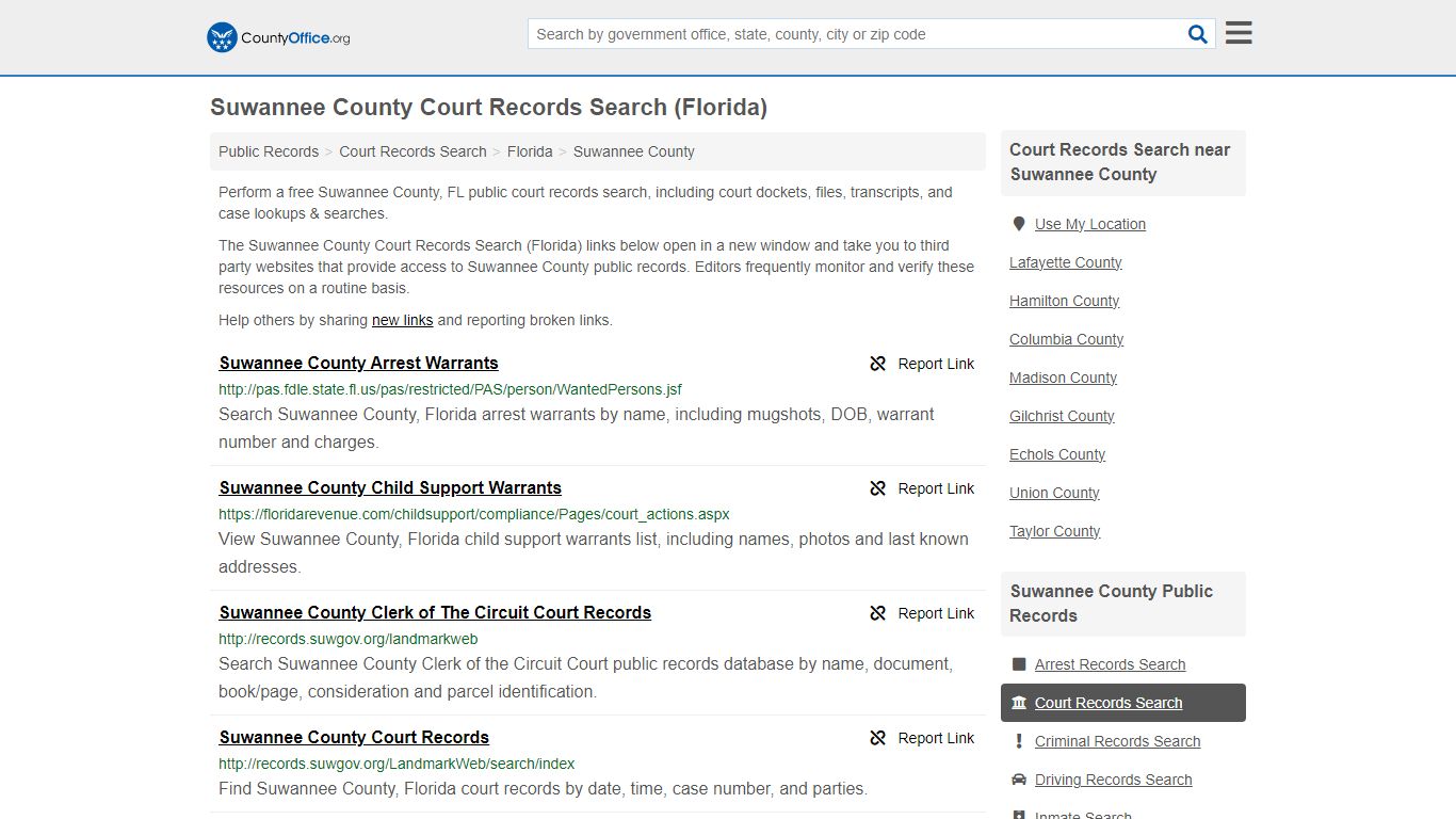 Suwannee County Court Records Search (Florida) - County Office