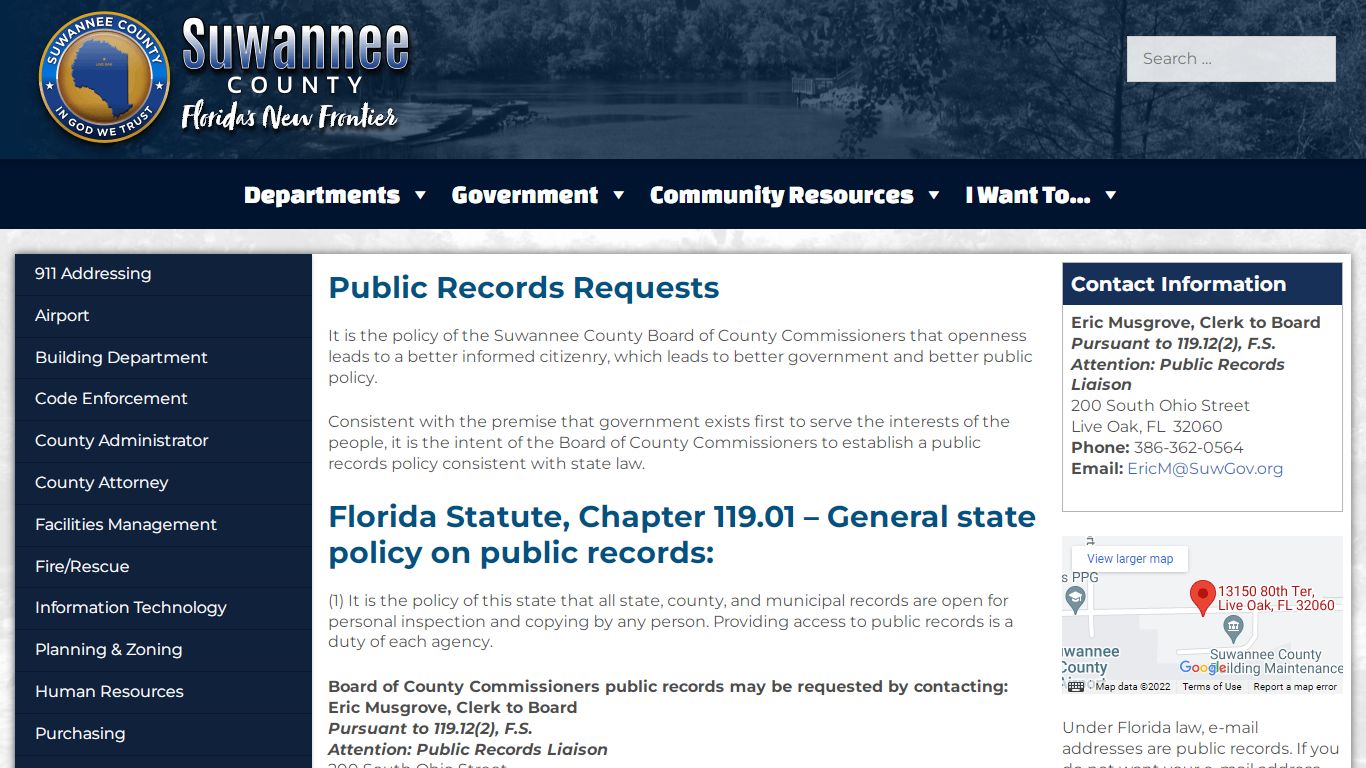 Public Records Requests – Suwannee County Board of County Commissioners